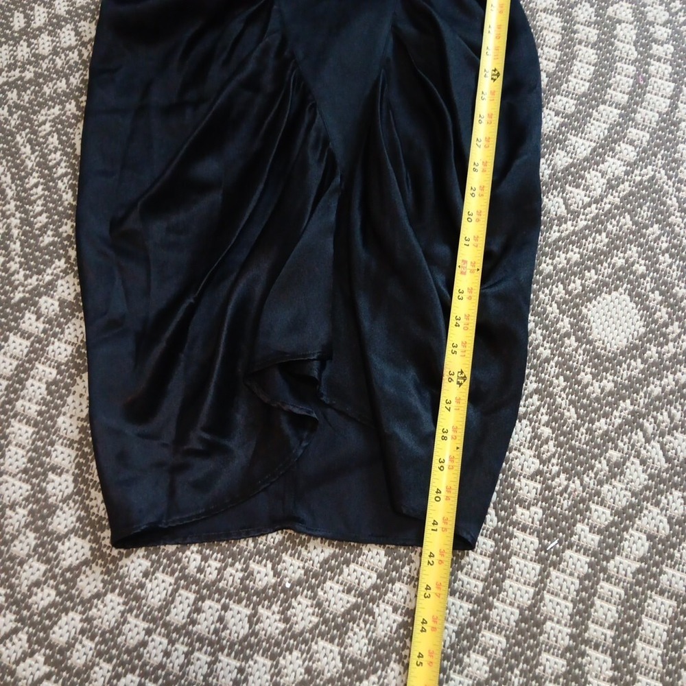 Satin Dress XS Black Witchy Gathered V Waist Sheath Vampire Vampgoth Stevie Nick - Picture 13 of 13